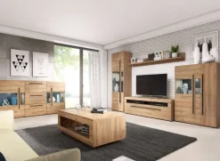 Vetrinetta 60x204h cm 1 anta soggiorno moderna rovere nero Maiorca