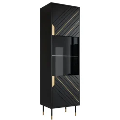 Vetrinetta 54x180h cm 1 anta soggiorno moderna nero oro Golden