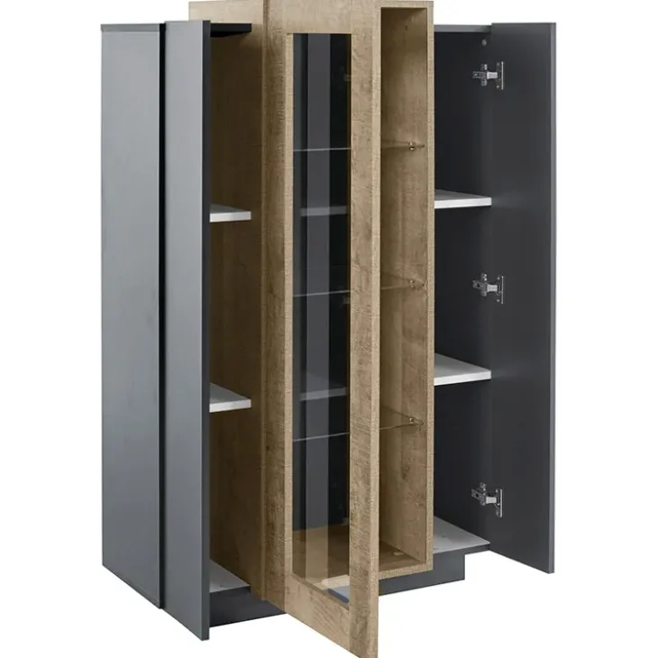 Vetrinetta 80x121h cm 2 ante antracite rovere Milos Gihome®