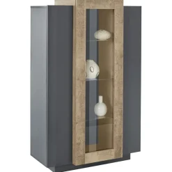 Vetrinetta 80x121h cm 2 ante antracite rovere Milos Gihome®