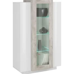 Vetrinetta 80x121h cm 2 ante bianco lucido cemento Milos Gihome®