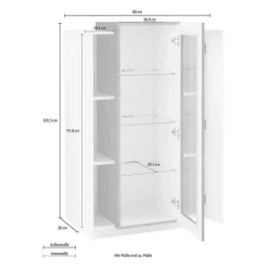 Vetrinetta 80x121h cm 2 ante bianco lucido nero opaco Milos Gihome®