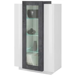 Vetrinetta 80x121h cm 2 ante bianco lucido nero opaco Milos Gihome®