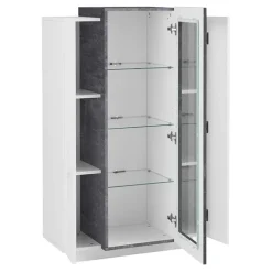 Vetrinetta 80x121h cm 2 ante bianco lucido nero opaco Milos Gihome®