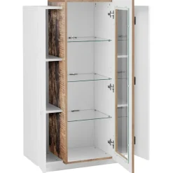 Vetrinetta 80x121h cm 2 ante bianco lucido rovere Milos Gihome®