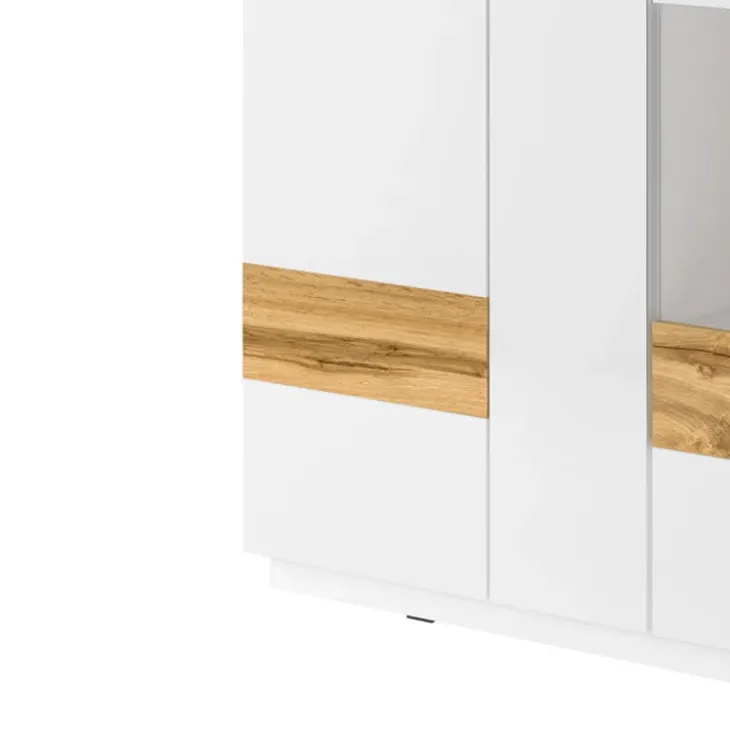 Vetrinetta 130x139h cm 3 ante bianco lucido rovere Bahama