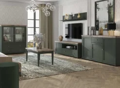 Vetrinetta 126x138h cm 2 ante 2 cassetti verde quercia Texel