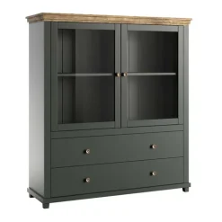 Vetrinetta 126x138h cm 2 ante 2 cassetti verde quercia Texel
