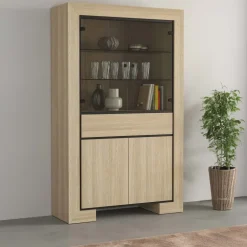 Vetrinetta 113x185h cm 4 ante 1 cassetto rovere Écarté