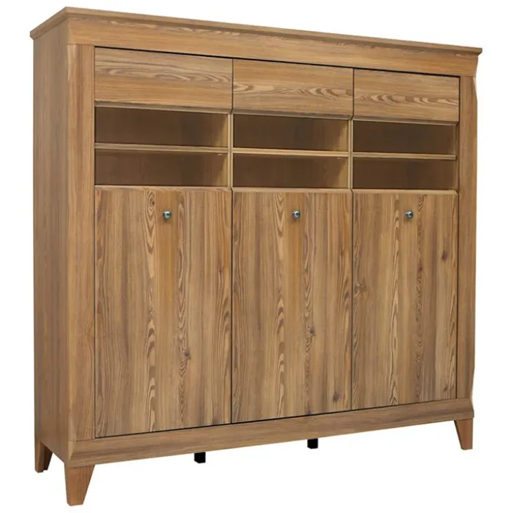 Vetrinetta 156x151h cm 3 ante 4 cassetti rovere scuro Lucca