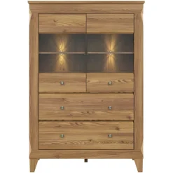 Vetrinetta 102x151h cm 2 ante 4 cassetti rovere scuro Lucca