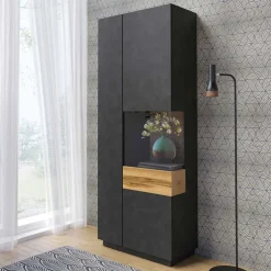 Vetrinetta 80x207h cm 2 ante destra antracite rovere Bahama