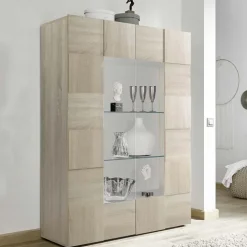 Vetrinetta 121x166h cm 2 ante moderna rovere samoa Obsession