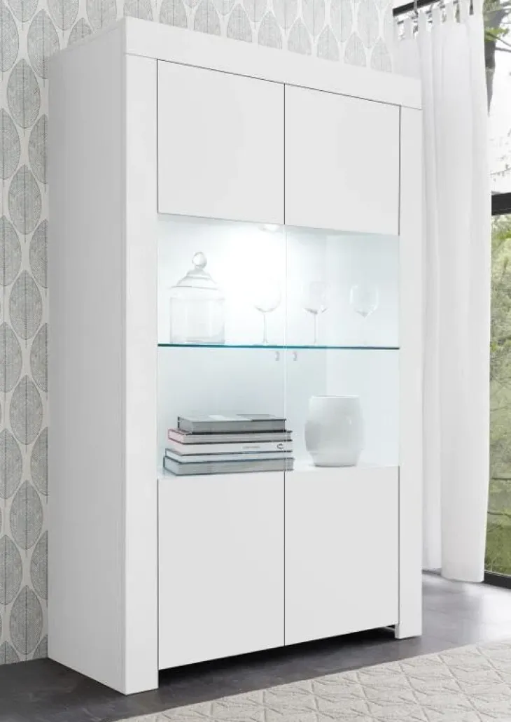 Vetrinetta 110x186h cm 2 ante moderno bianco opaco Halston