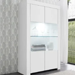 Vetrinetta 110x186h cm 2 ante moderno bianco opaco Halston