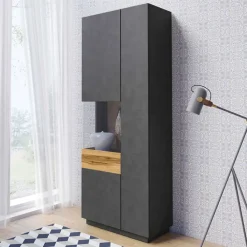 Vetrinetta 80x207h cm 2 ante sinistra moderna antracite rovere Bahama