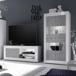 Vetrinetta 102x162h cm 4 ante soggiorno bianco lucido cemento Eternity