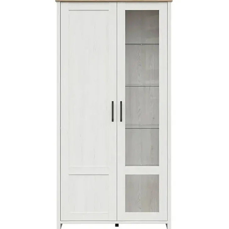 Vetrinetta 102x201h cm 2 ante soggiorno bianco frassinato rovere Lars