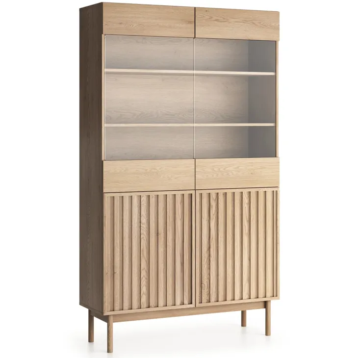 Vetrinetta 106x183h cm design cannettato rovere Colby