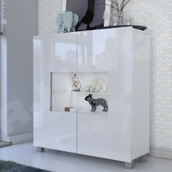 Vetrinetta 100x107h cm moderna soggiorno bianco Corale