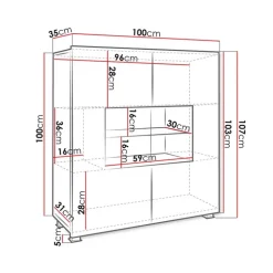 Vetrinetta 100x107h cm moderna soggiorno nero Corale