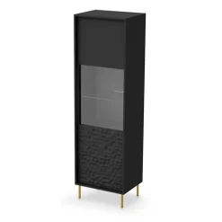 Vetrinetta 55x185h cm moderna soggiorno nero oro Osaka